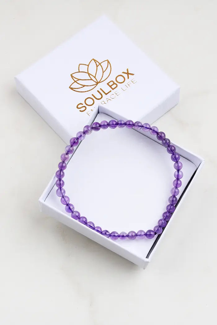 Ametyst armbånd 4 mm på elastisk - giver ro, balance og mere velvære